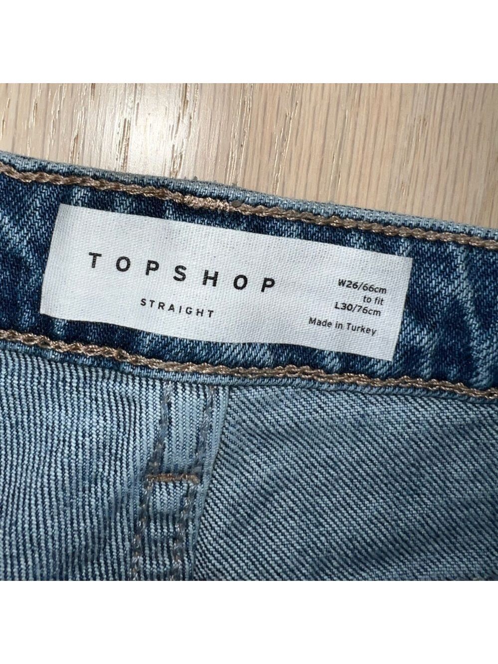 Topshop Straight Distressed Medium Wash Jeans Size 26 - Picture 3 of 5